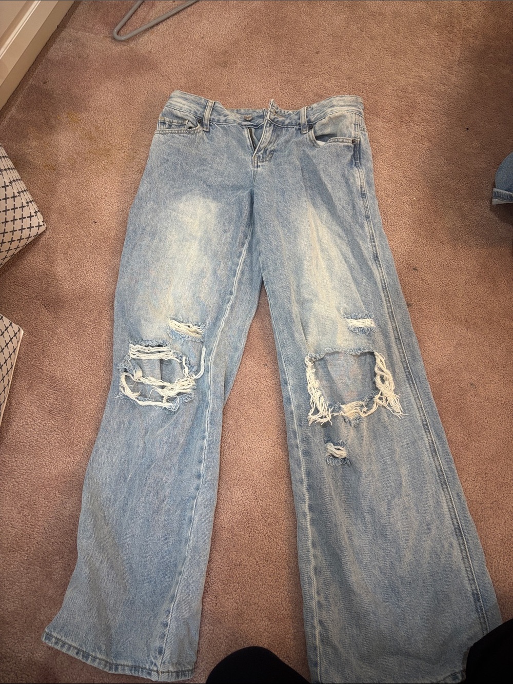 PacSun Light Blue Distressed Wide-Leg Jeans